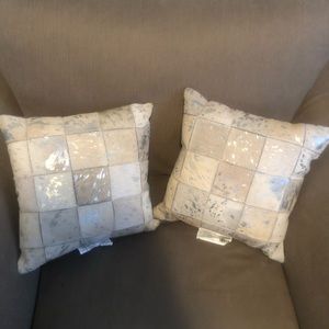 Grey and White Cow Print Pillows